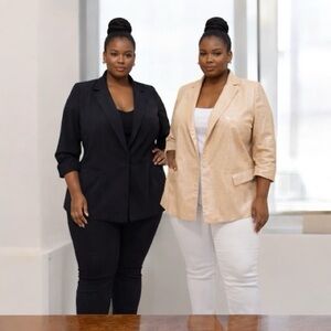 Elegant Women's Blazer Set - Black and Cream Sparkly